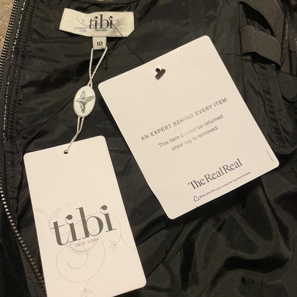 NWT Tibi Black Metallic Silver Strapless Fit Flare Party Dress New Years Eve 10 - Picture 6 of 7